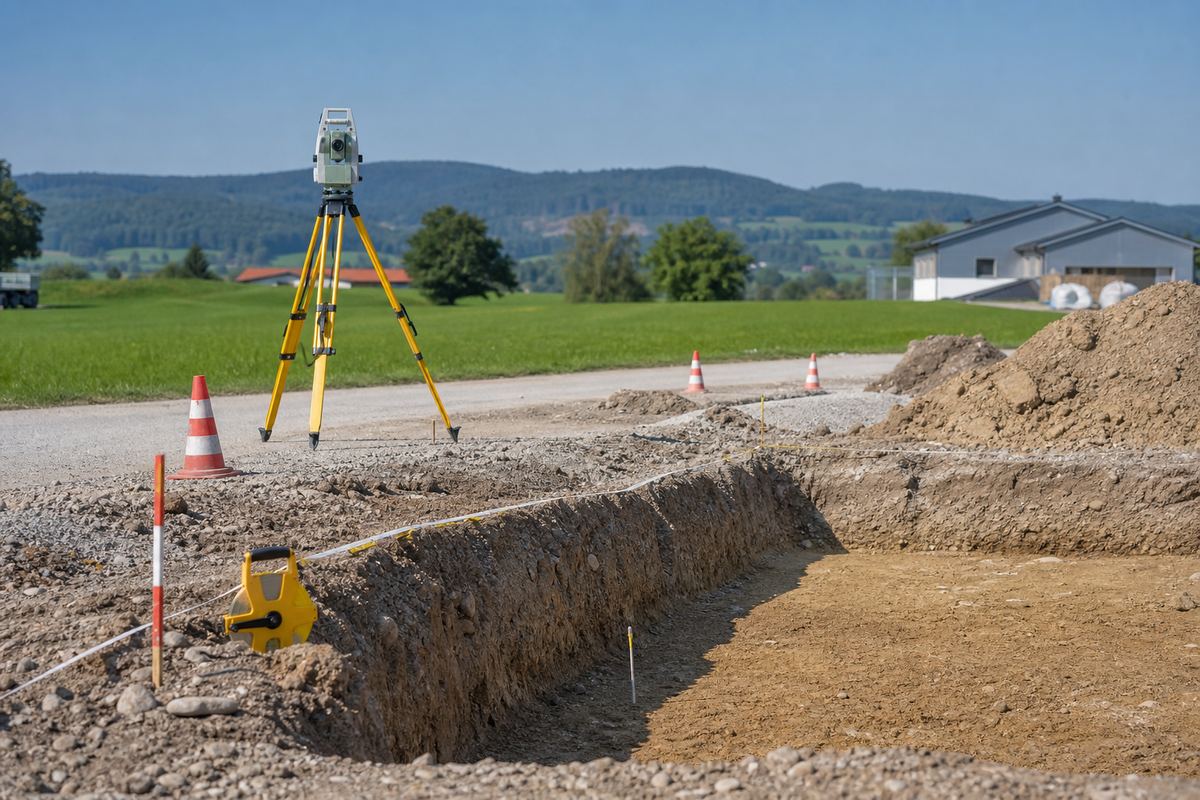 Vermessung und archäologische Begleitung auf einer Baustelle